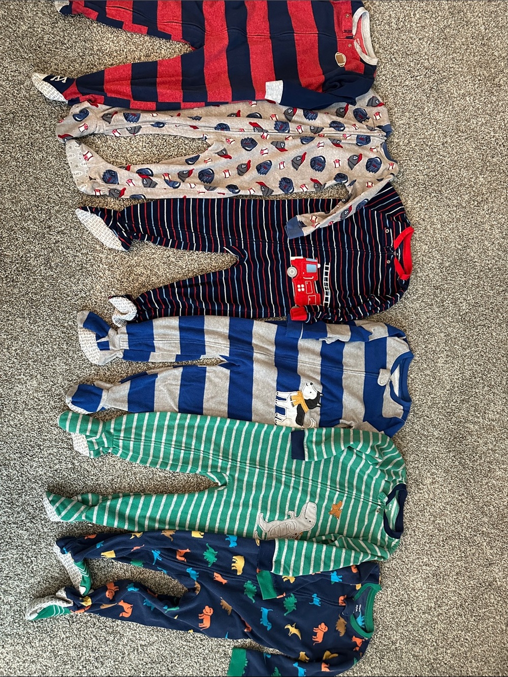 Carter's Boys Fleece Footed Pajamas - bundle of 6 sets!